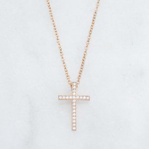 Gold over silver Pave CZ Cross - Lot #043